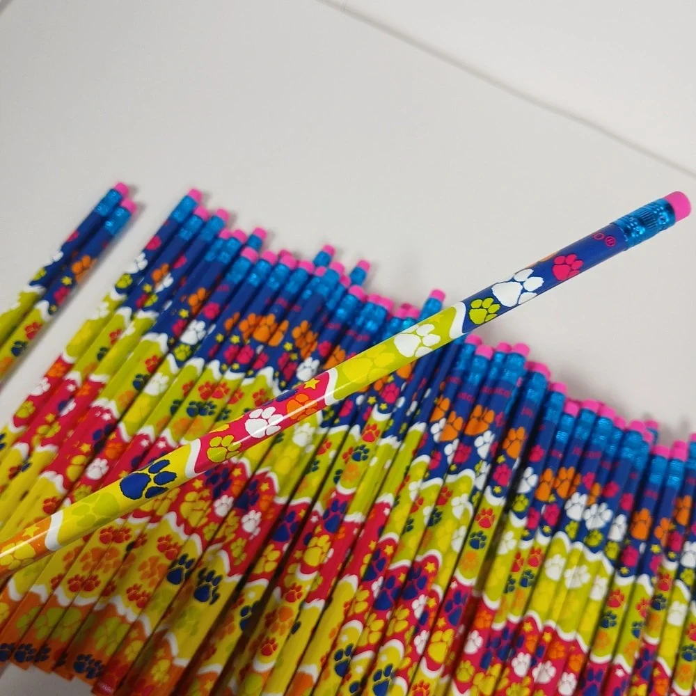 Fun Colorul Paw Print Pencils Set of 109 School Pencils Unsharpened JSSCO‎